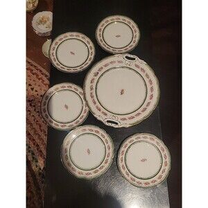 Set CT ALTWASSER SILESIA CARL TIELSCH GERMANY 10" CAKE & 5 6.5" Small Plates Ant